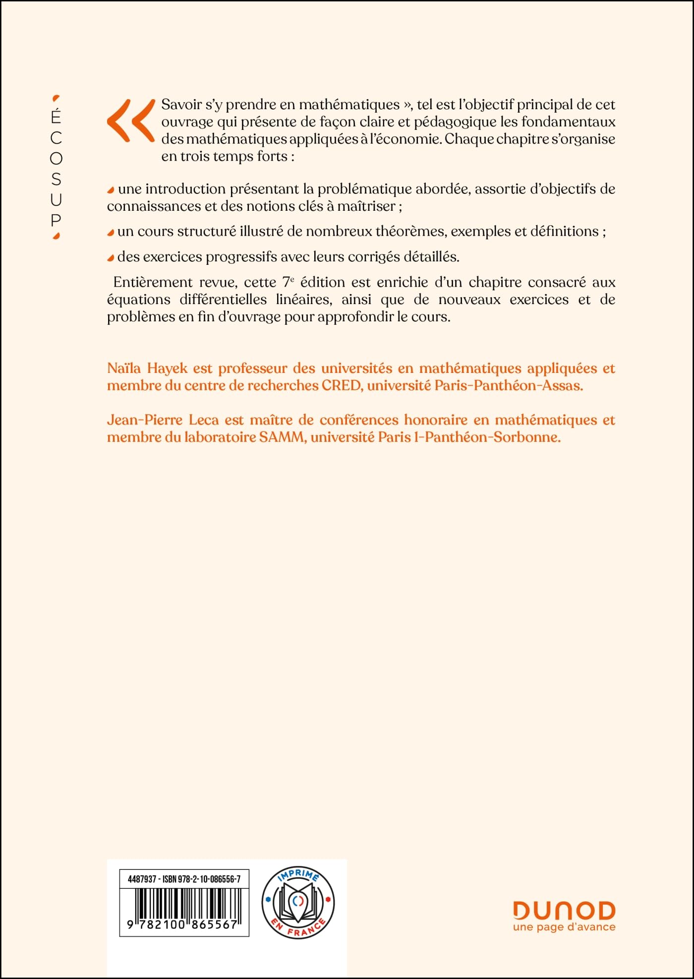Maths pour l'économie 7e éd.: Analyse-Algèbre