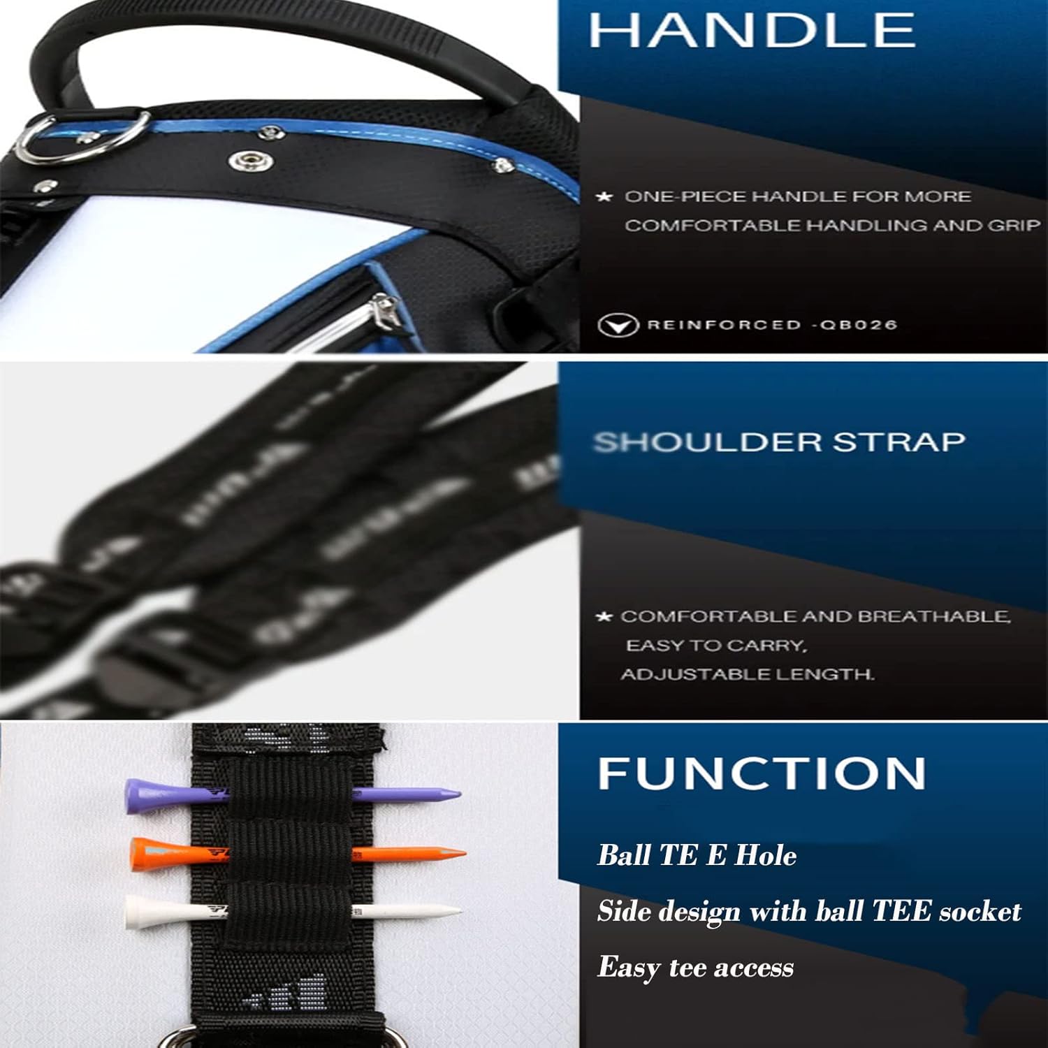 Lightweight Portable Golf Bag, Bracket Gun Bag Ball Bag, Shoulder Straps, 14 Pole Insertion Ports, Driving Range Golf Bag