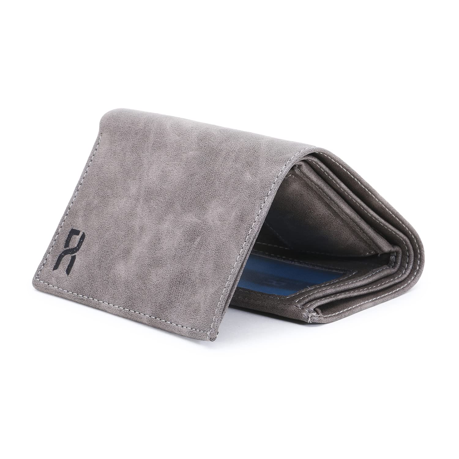 Men's Blue Artificial Leather Wallet (5 Card Slots,Grey)-image-42