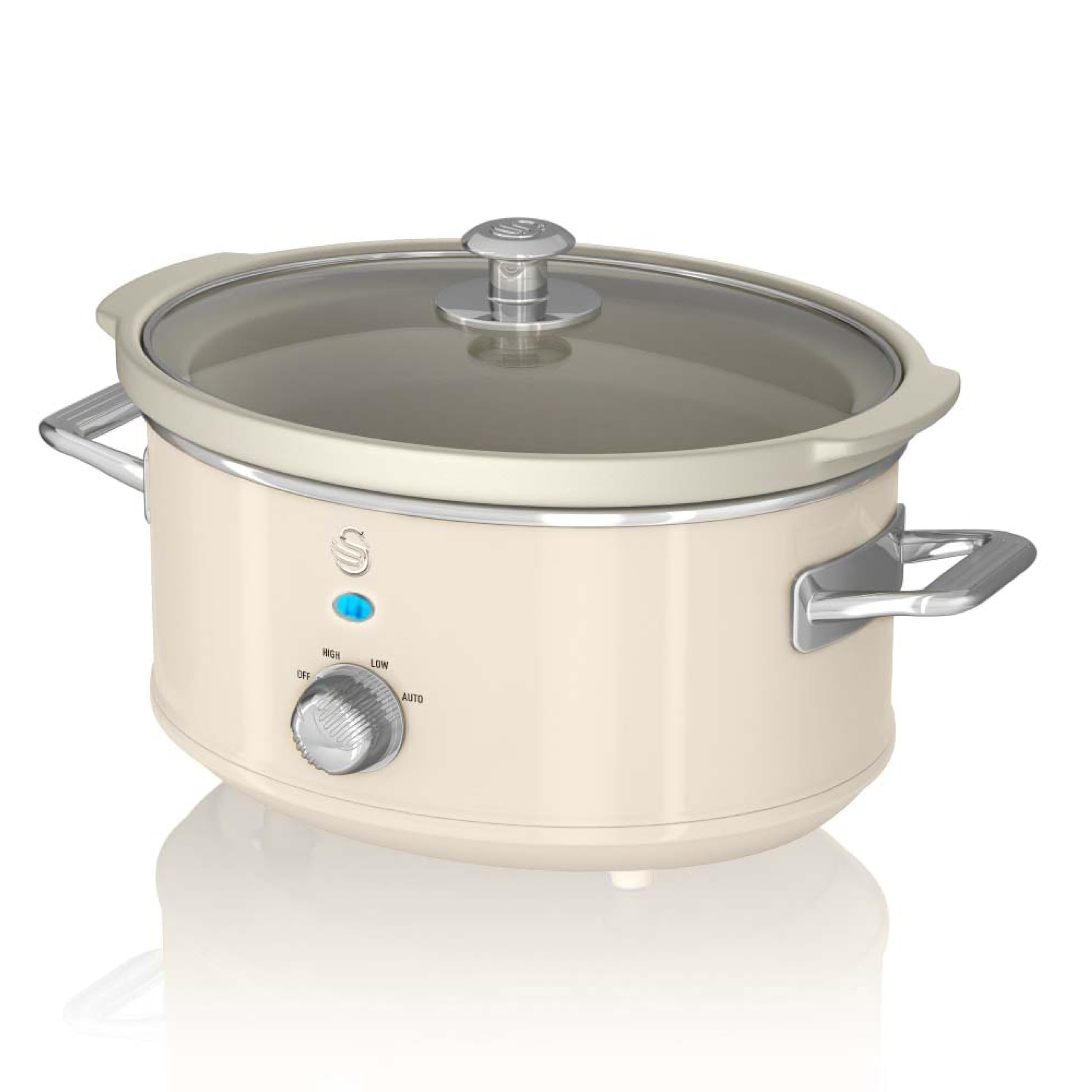 Swan Retro Slow Cooker with 3 Temperature Settings, Keep 3.5 Litres, Cream