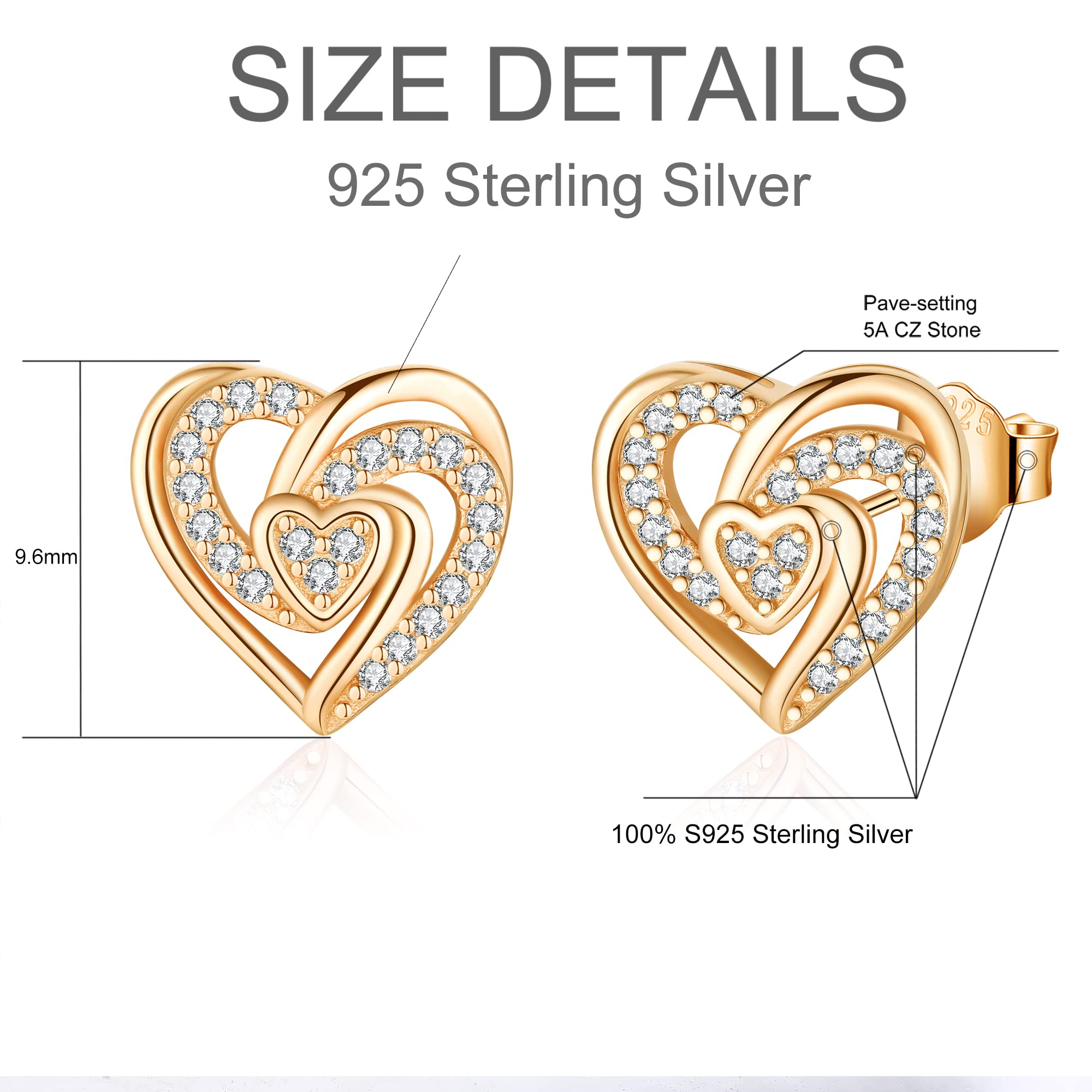 Jrêveinfini Herz Ohrringe Silber 925 Damen, Hypoallergene Ohrstecker Damen Geschenke für Frauen Mama Zum Muttertag