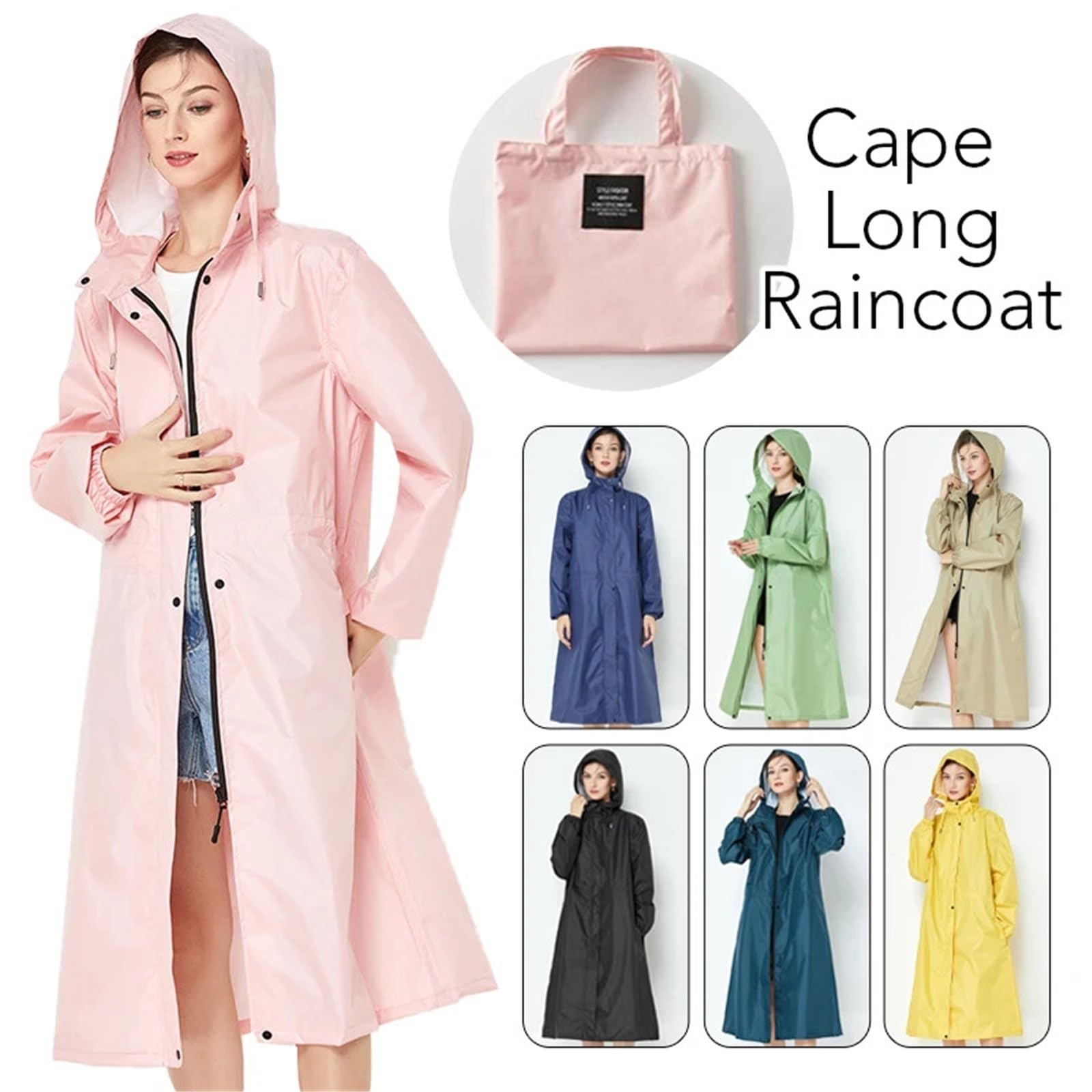 Poncho De Lluvia Gabardina impermeable larga for mujer, chaqueta con capucha, cortavientos, ligera, for exteriores, senderismo, excursiones, ropa Para Senderismo