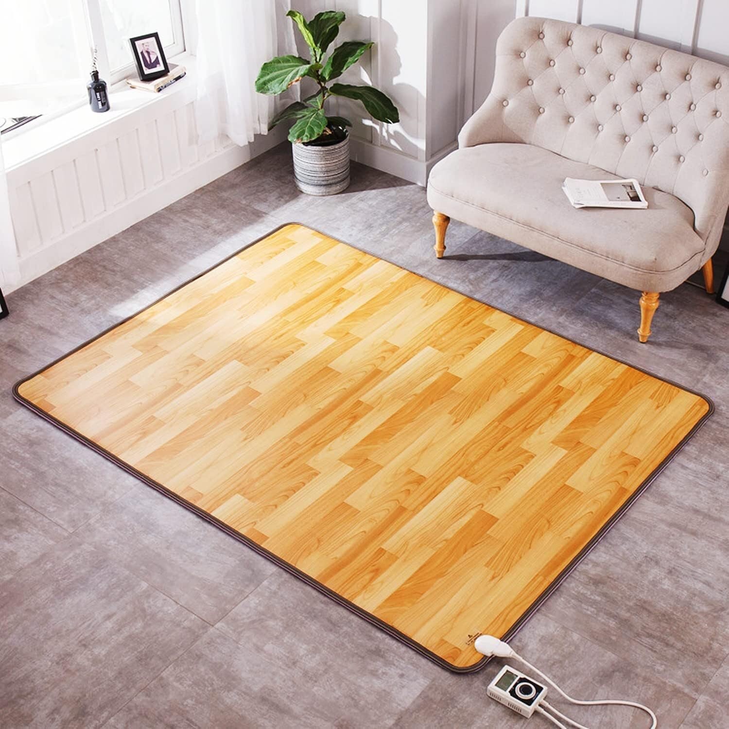 Calentador de pies portátil debajo del escritorio, tapetes calefactables con temporizadores y configuración de calefacción, almohadilla calefactora eléctrica para el piso(50x100cm)