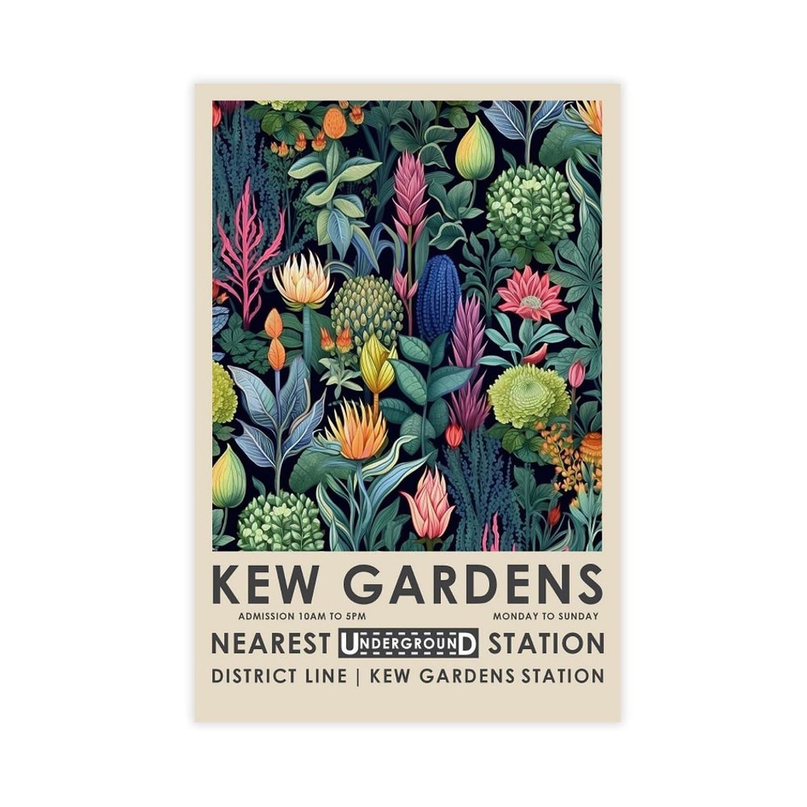 Mghdgd Kew Gardens, Vintage Botanical Poster (5) Canvas Poster Bedroom Decor Landscape Office Room Decor Gift 20X30inch(50X75cm)