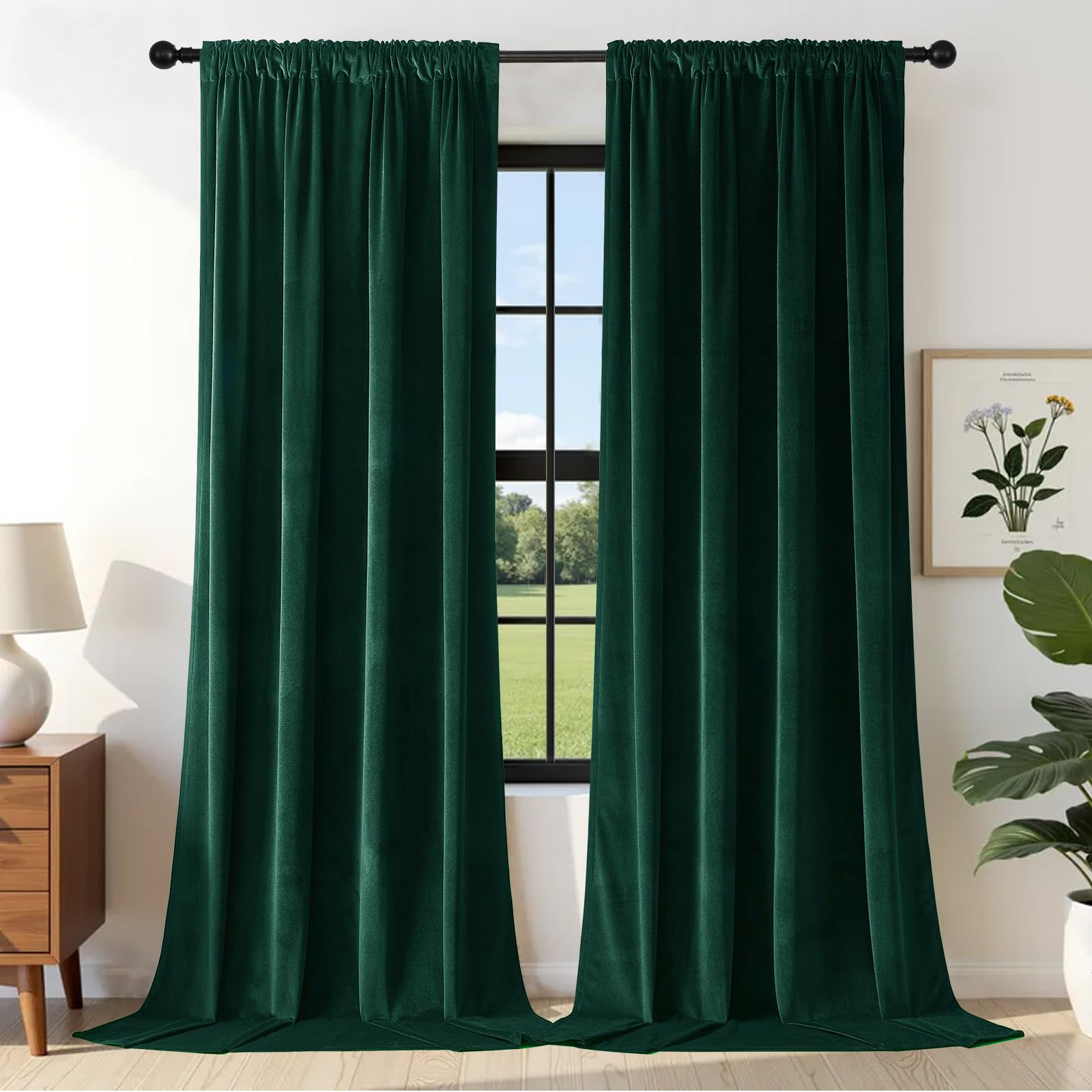 Joydeco Thermovorhang Kälteschutz Samtvorhang, 2er Set Elegant Verdunklungsvorhänge, Schallschutz Blickdicht Samt Gardinen Winter Wohnzimmer Schlafzimmer