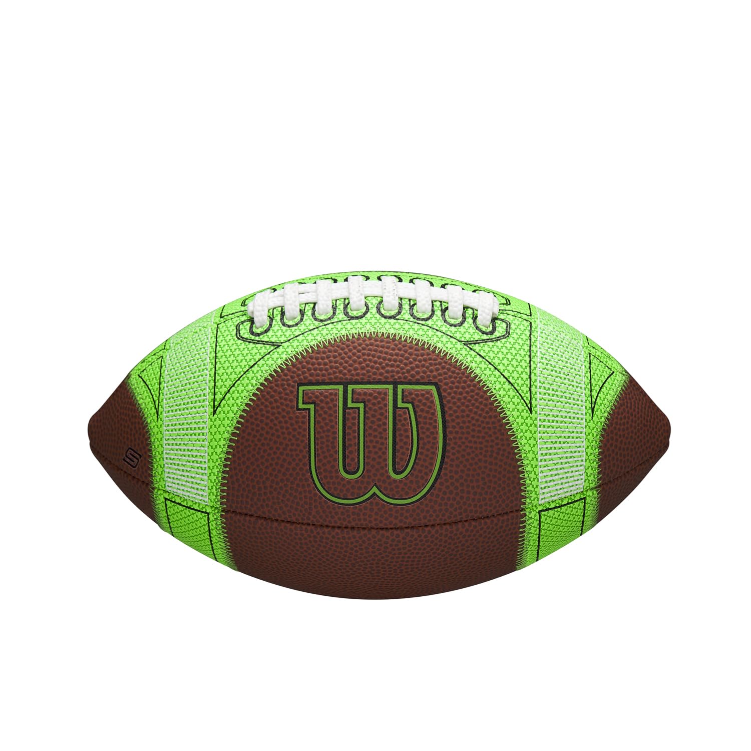 Wilson Pallone da Football GST SpeedSkin Hylite, In Pelle SpeedSkin con Guide Verdi, Marrone, Misura Youth
