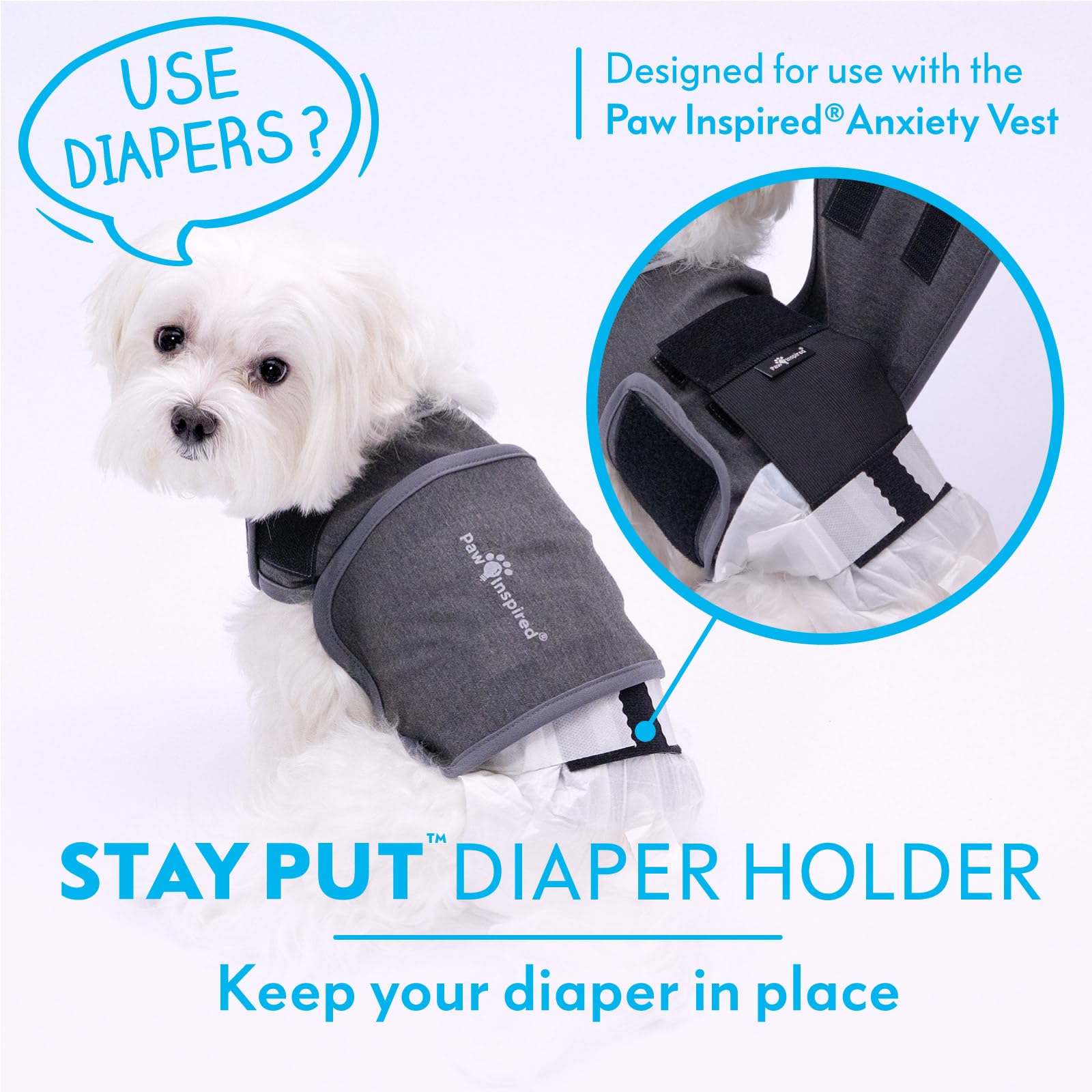 Paw Inspired Chaleco de ansiedad para perros, chaqueta de trueno con peso calmante para perros, chaleco de compresión calmante para tormentas eléctricas, fuegos artificiales, viajes, ansiedad por