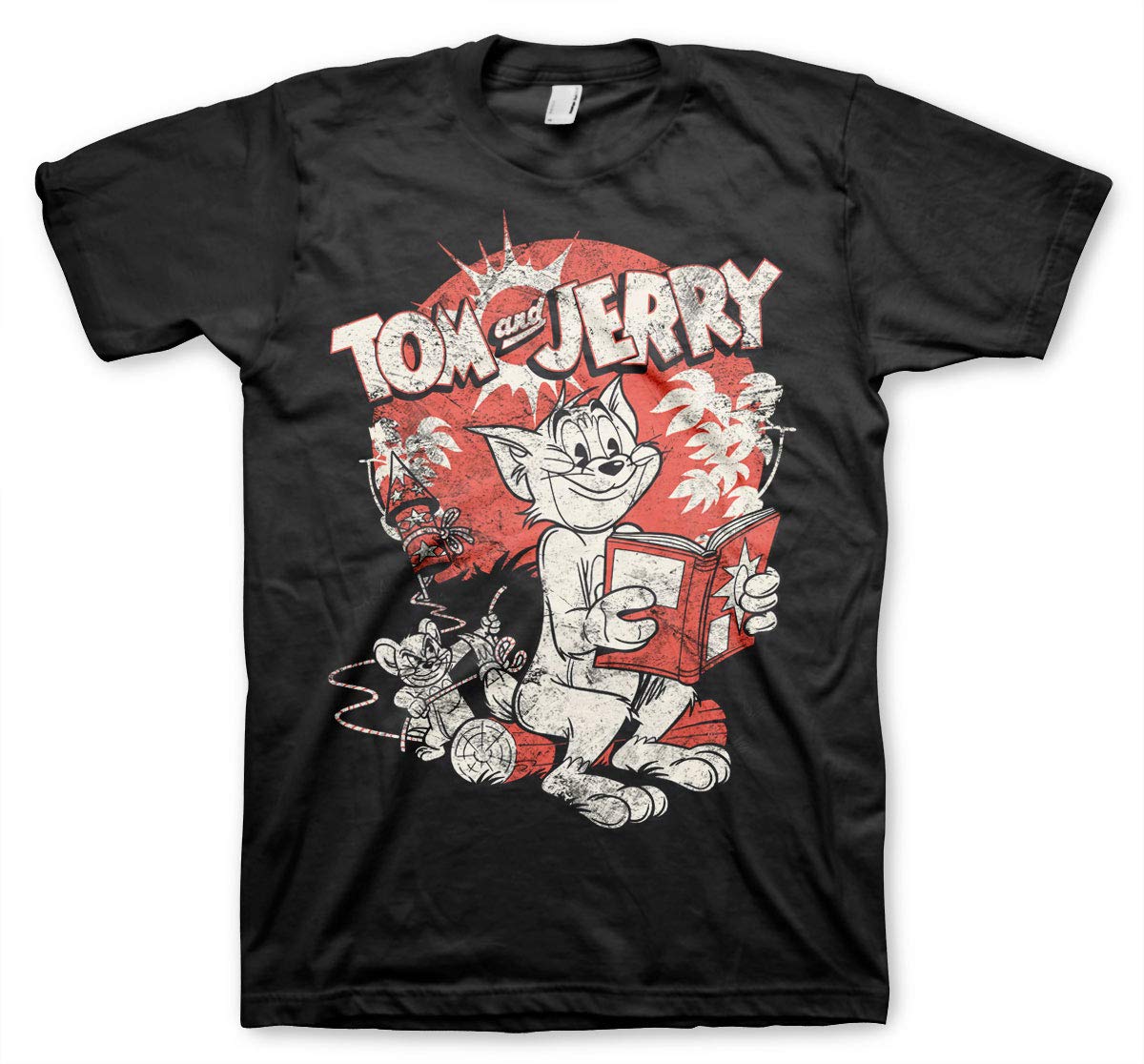 Tom & Jerry Officially Licensed Vintage Comic Mens T-Shirt (Black), XXL
