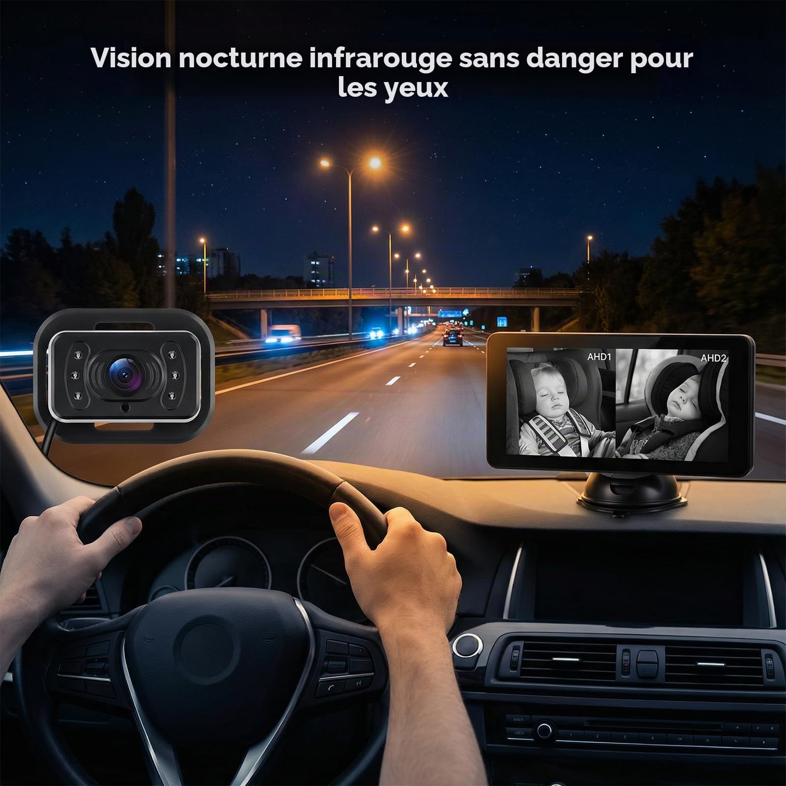 SIXTOP Caméra Bébé pour Voiture, Moniteur IPS 6,86 Pouces avec 2 Caméras HD Arrière (Siège), Vision Nocturne & Angle Large de 90°, Installation Sûre et Stable pour Voiture/SUV/Van