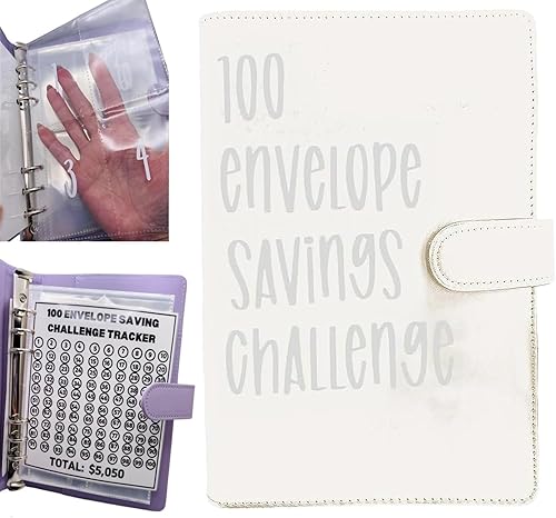 Miniatura 10 de Carpeta de desafío de 100 sobres  Libro de desafíos de ahorro 2023 con sobres, carpeta de 100 sobres, planificador de desafío de ahorro de dinero,