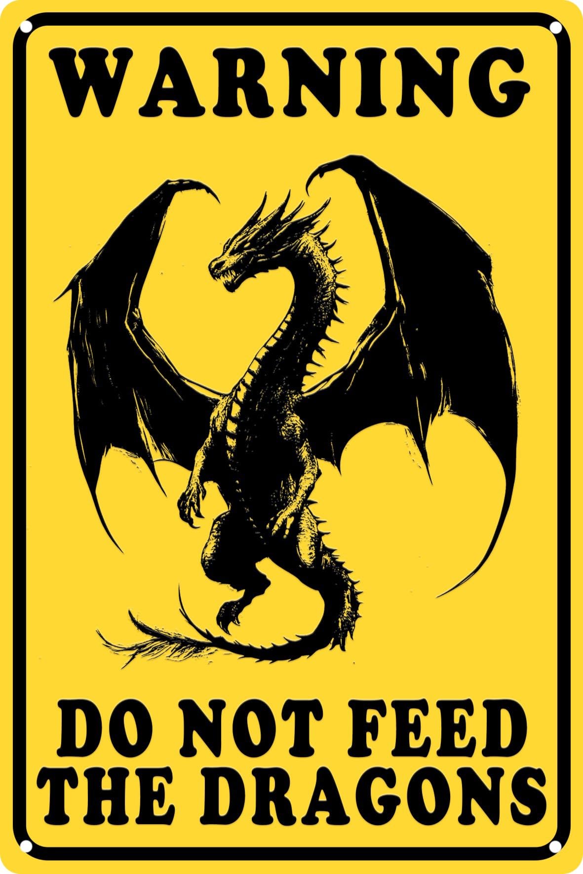 Warning Do Not Feed The Dragons Funny Metal Tin Sign Novelty Vintage Plaque Decor Room Decor Wall Decor Bathroom Decor Bar Decor Cafe Decor Garage Decor Farmhouse Decor 8x12 In