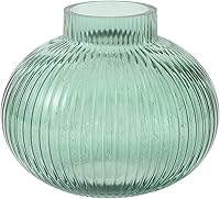 Vista 15 de Jarrones de vidrio acanalado, juego de 2 jarrones estriados para flores, florero de vidrio ámbar para tulipanes, jarrón moderno para sala de estar