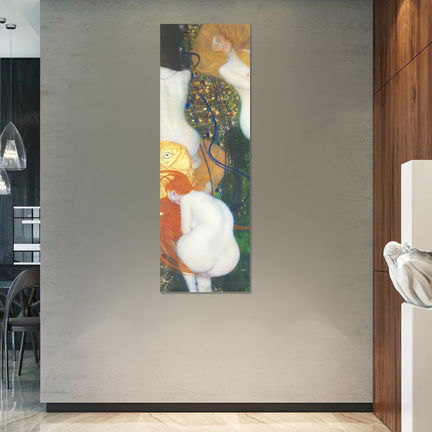 Giallobus Gemälde Auf Acrylglas – Gustav Klimt Goldfisch | 50x150 Cm, Fertig Zum Aufhängen | Made In Italy