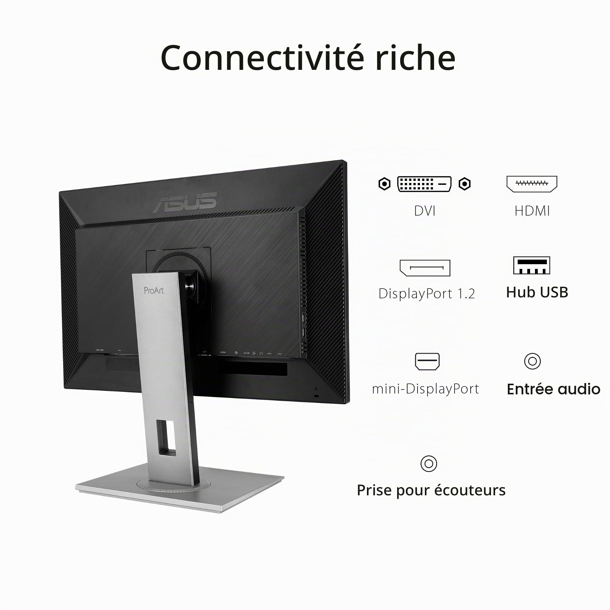 ASUS ProArt Display PA278QV 27” WQHD (2560 x 1440) Monitor, 100% sRGB/Rec. 709 ΔE < 2, IPS, DisplayPort HDMI DVI-D Mini DP, Calman Verified, Eye Care, Anti-Glare, Tilt Pivot Swivel Height Adjustable