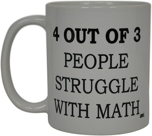 Rogue River Tactical Taza de café divertida para profesores de matemáticas, 4 de cada 3 personas luchan con fracciones, sarcástica, novedosa, broma,