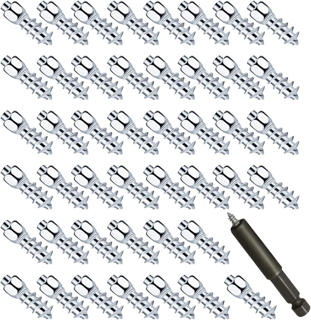 AUCELI 100PCS 12mm Carbide Screw Tire Studs, Wheel Tyre Snow Spikes, Trim Screw Anti-Slip/Anti-ice with Installation Tool for Car Truck Motorcycle ATV SUV Tractor Shoes Auto Accessories