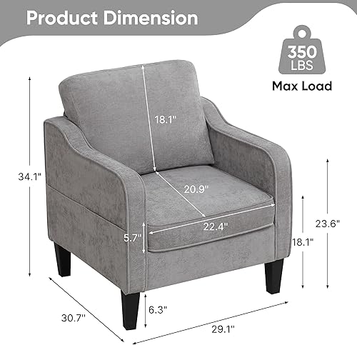 Miniatura 2 de Silla decorativa para sala de estar, silla de lectura moderna de mediados de siglo para dormitorio, sillón tapizado con bolsillos laterales, cómodo