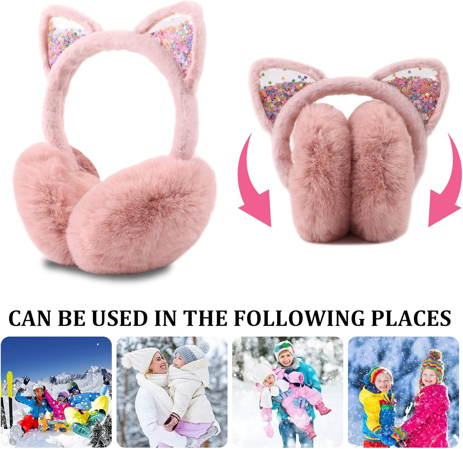 PESAAT Fluffy Ear Muff for Women Plush Earmuffs Kids Winter Earmuffs Girls Boys Cold Weather Ear Warmer - Image 5