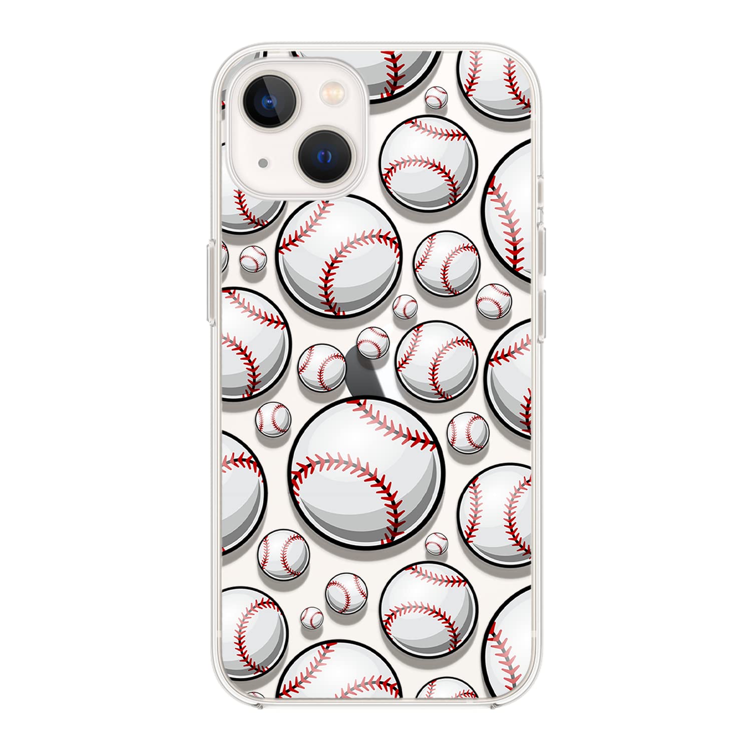 Blingy's for iPhone 14 Case, Fun Baseball Pattern Cool Sport Design Transparent Soft TPU Protective Clear Case 6.1 inch (Baseball Style)