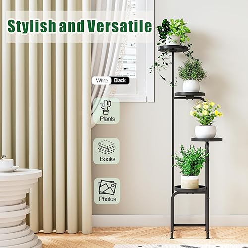 Miniatura 3 de Soporte para plantas para interiores y exteriores, estante de metal de 4 niveles para múltiples plantas, soportes de flores de esquina para sala de