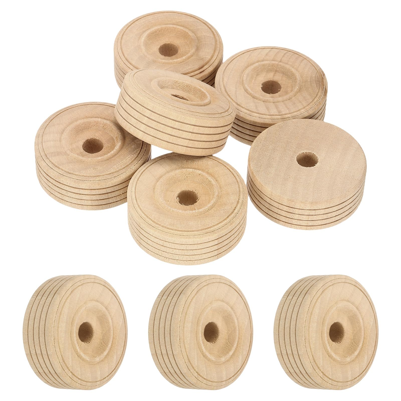 Roues en bois brut de 5,1 cm sourcing map pour jouets et voiture artisanale x6