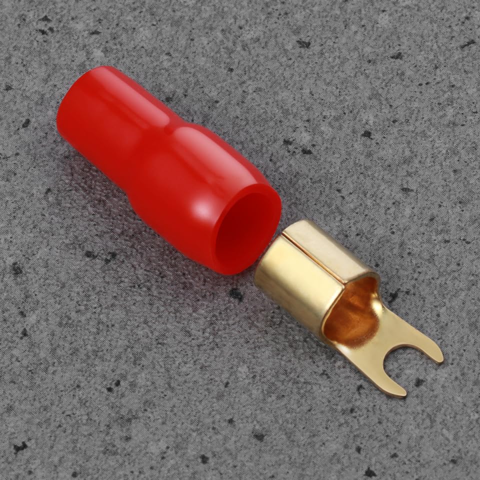 Spade Terminals Connectors: 10Pcs Spade Connector 4GA Gauge Strip Terminal Fork Adapters Connectors Plugs Crimp Barrier s for Speaker Wire Cable Terminal Plug(A0329) - Image 6