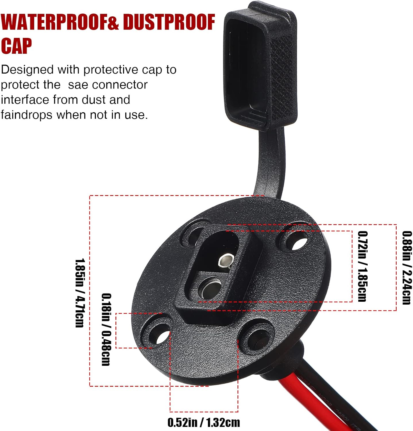 Flutesan 8 Pcs 12 AWG Power Socket Compatible with SAE Sidewall Port SAE Connector Weatherproof Solar Panel Mount Flush Mountable with 32 Screws for Solar Generator Battery Charger