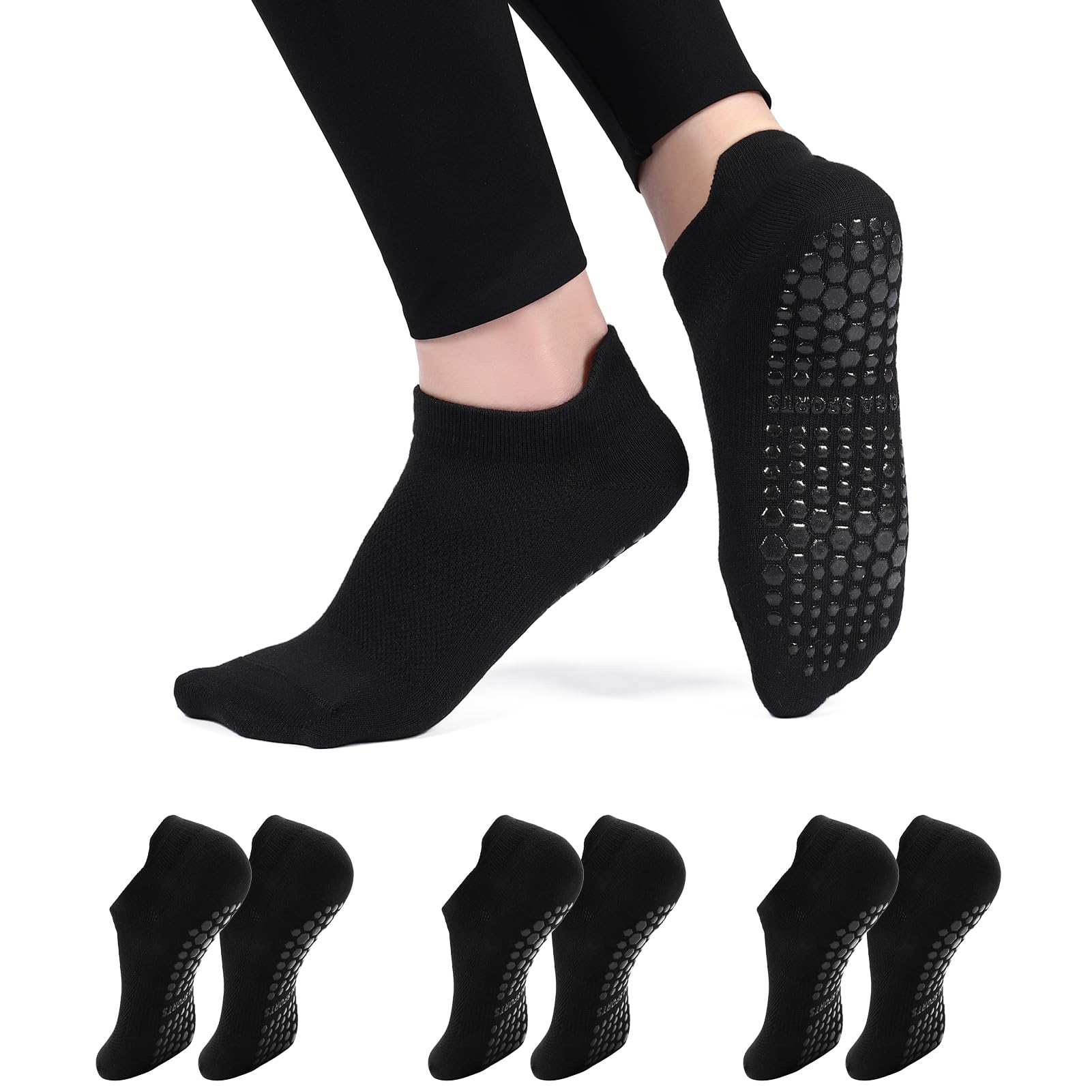 ZMBCYG 3 Pairs Pilates Socks Non Slip Women Yoga Socks Reformer Grips Socks