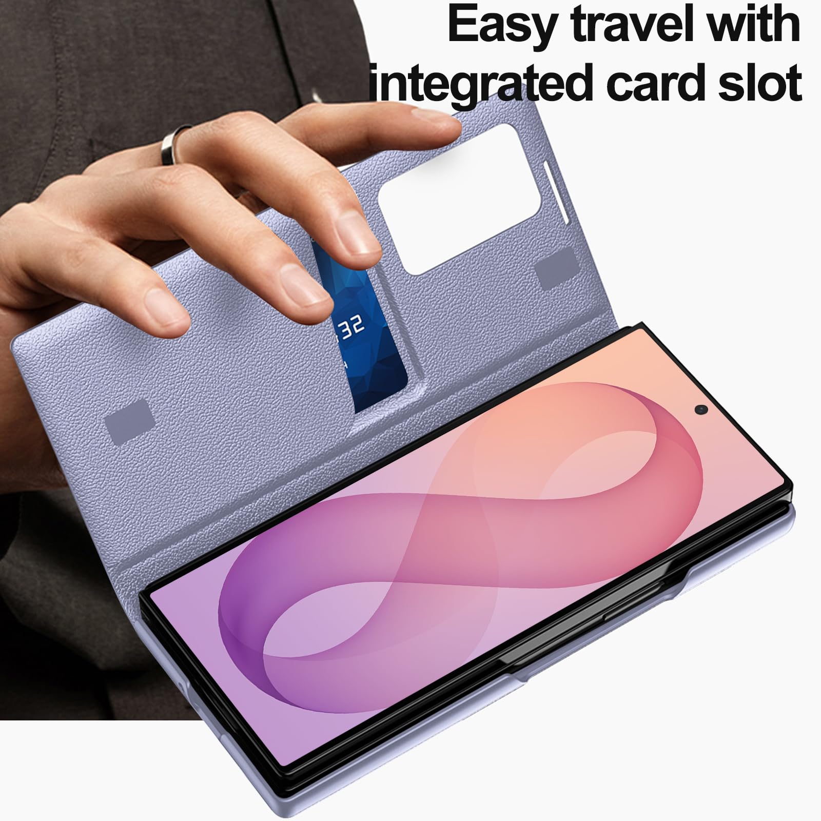 Custodia a portafoglio sottile per Samsung Galaxy Z Fold 8 Ultra, con slot per schede, supporto, protezione per fotocamera, antiurto, anti ingiallimento, custodia a portafoglio in pelle PU per uomini