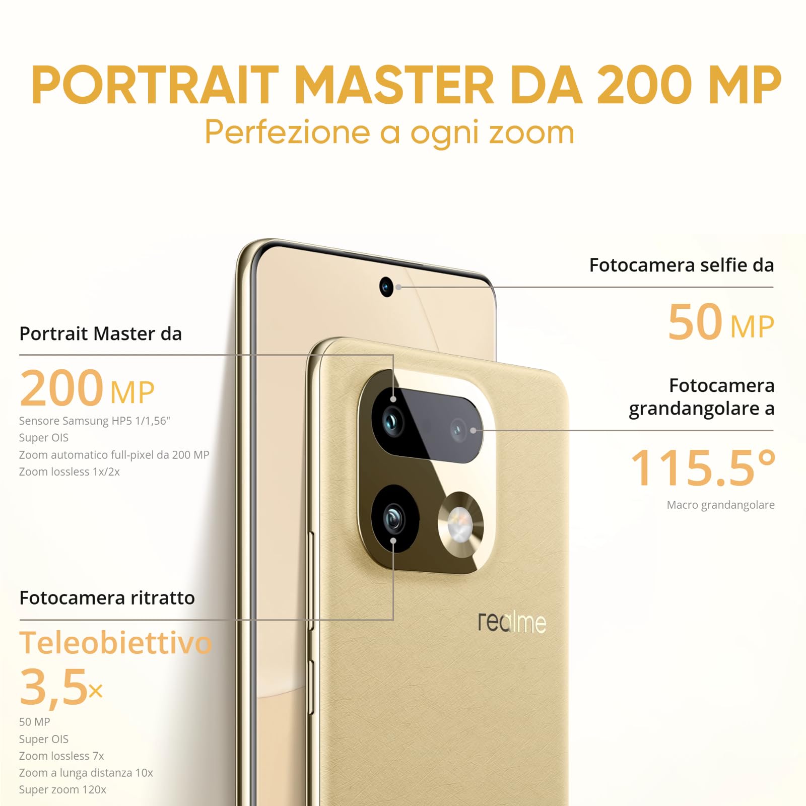 realme 16 Pro+ Smartphone 5G,8+256GB,Display AMOLED 6,8" 1,5K 144 Hz,Fotocamera Principale 200MP OIS & Obiettivo Teleobiettivo 3,5x,Batteria 7000mAh, IP68/IP69K (Master Grey, 256, GB, 8, GB)