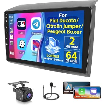 Inefala Radio for Fiat Ducato/Citro n Jumper/Peugeot Boxer 2011-2022 Android 15 2+64G with Wireless CarPlay Android Car 9 Inch Screen with EQ 26UI FM RDS GPS Bluetooth WiFi SWC AHD Rear View Camera