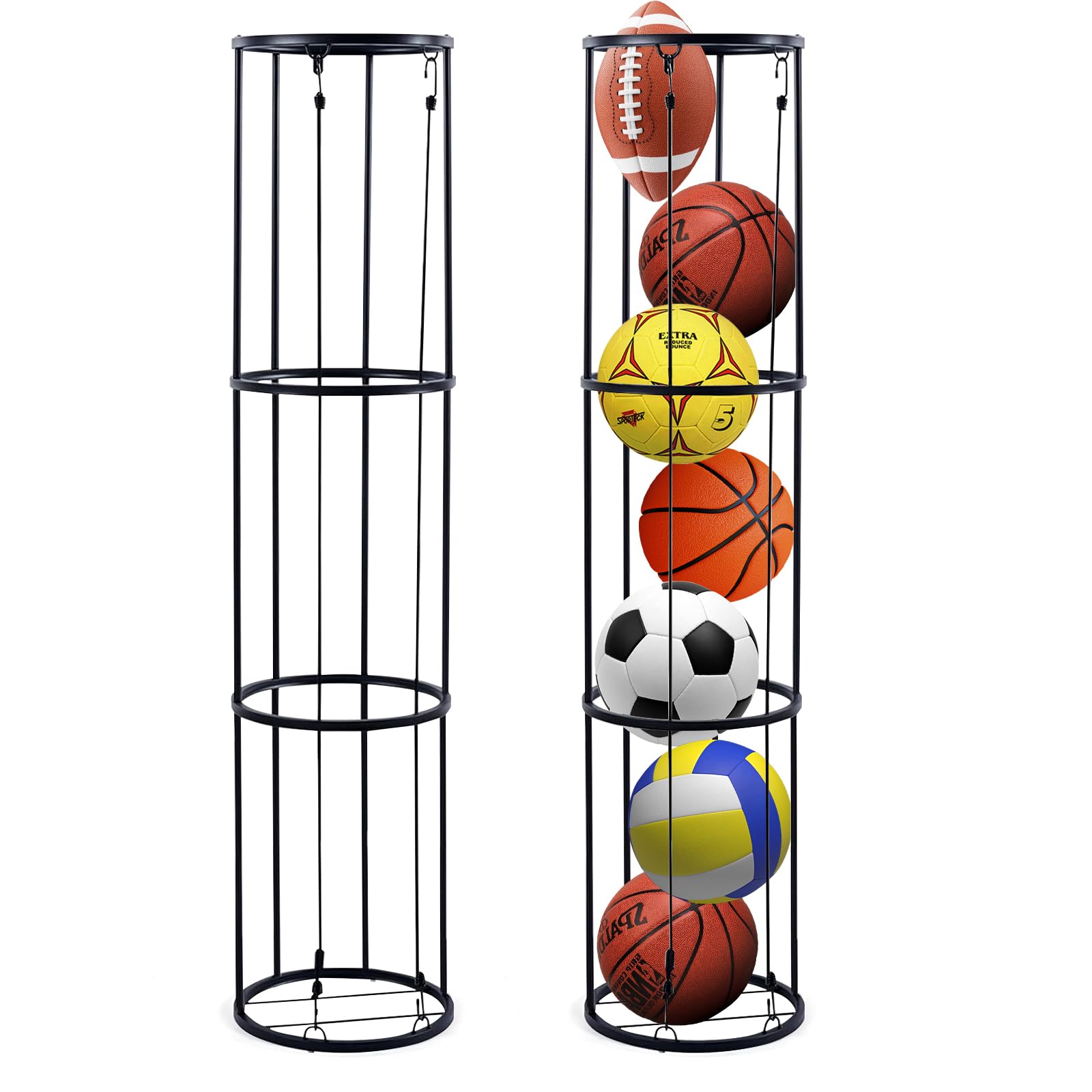 Jockcaras Basketball Holder Wall Mount: 4 Pcs Ball Wall Storage Rack For Display, Ball Wall Mount For Basketball, Soccer Ball, Volleyball, Football, Rugby, Ball Holder As Sports Room Decor
