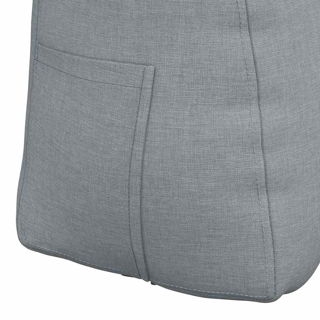 Cojín de respaldo gris claro, 45 x 24 x 50 cm, tejido aterciopelado, cojín ergonómico en cuña con fijación de botones y funda extraíble para cama, sofá, salón y oficina en casa