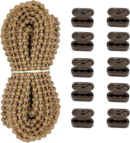 Miniatura 11 de Cable de cadena de plástico con cuentas de 32.8 ft, persiana enrollable vertical romana, reparación de cadena con 10 clips de conector versión Negro