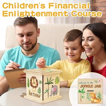 Personalized Wooden Piggy Bank for Kids Custom Money Saving Box Gifts for Boys and Girls for Birthday, Christmas, Children's Day (Animals)