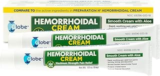Globe Hemorrhoid Symptom Treatment Cream, Pain Relief with Aloe, (1.8 Ounce Tube) Relief from Hemorrhoids, Piles, Itching,...