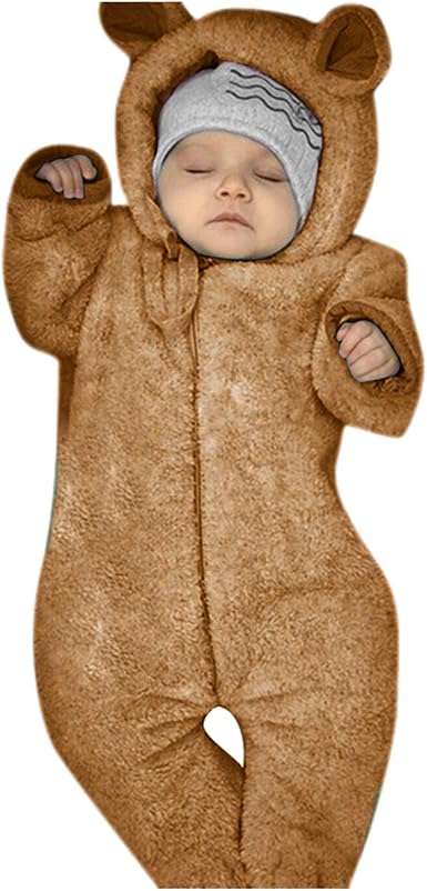 Baby Schneeanzug Winter Overall Mit Kapuze | Kuscheliger Strampler Mit Bärenohren