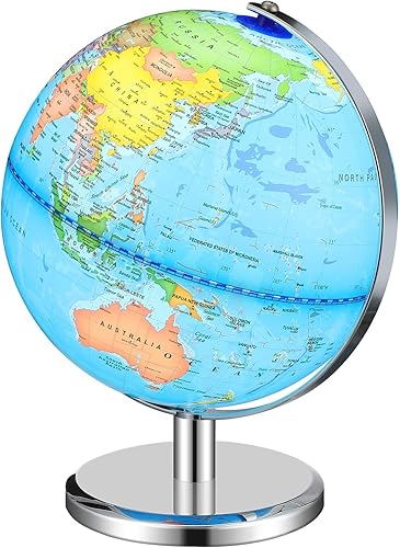 Globo terrestre iluminado con soporte giratorio para escritorio educativo para adultos, colorido mapa del mundo HD para el hogar, aula de