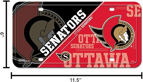 Vista 50 de Rico Industries NHL Hockey Split Metal Auto Tag 6" x 12" - Great for Truck/Car/SUV