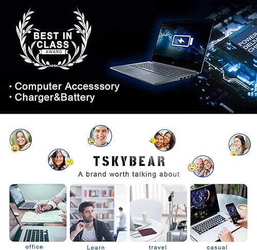 Miniatura 7 de TSKYBEAR Cargador USB C para laptop de 65 W, compatible con HP Spectre/Spectre x360/Chromebook/Google Chromebook/Elitebook x360/Elite