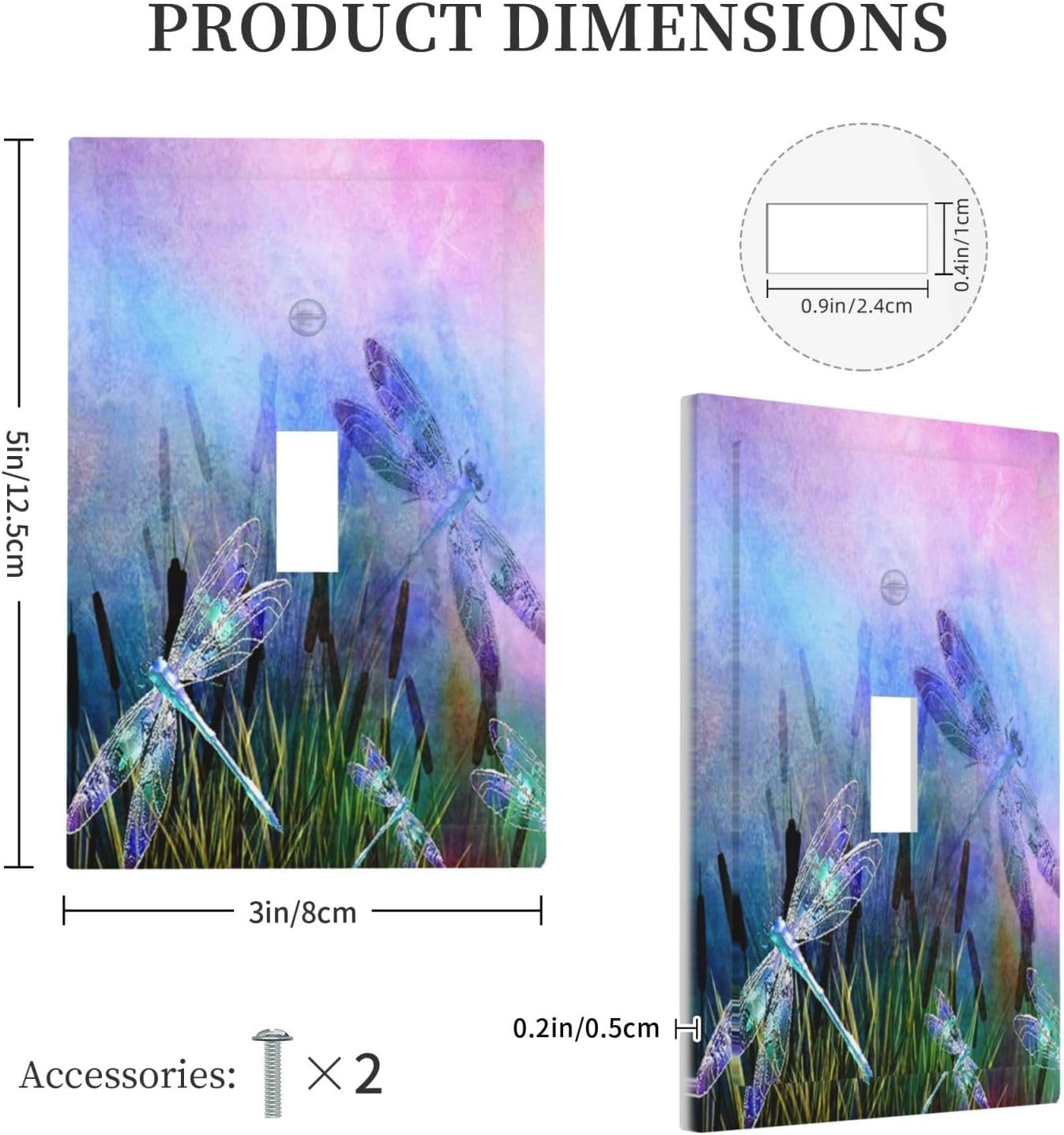 Decorative Light Switch Plate Covers Ink Watercolor Purple Blue Dragonfly 1 Gang Light Switch Cover Plate Single Toggle Wall Plate Outlet Covers Faceplate for Bedroom Home Decor