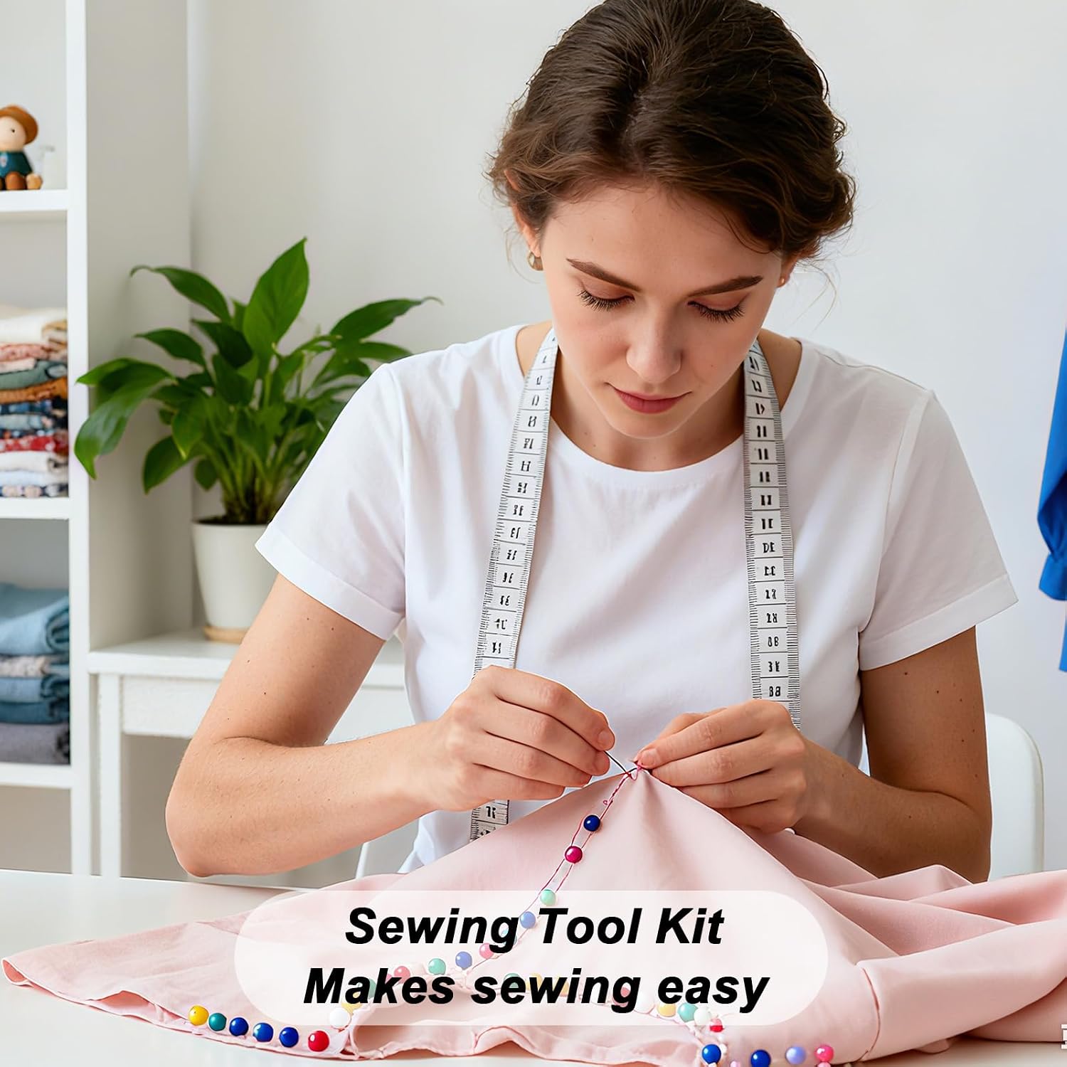Fukaisu 31pcs Big Eye Steel Needle Set, 25 Steel Portable Hand Sewing Needles 2 Needle Threader 2 Thimble & 1 Thread Ripper for Beginners & Craft Lovers