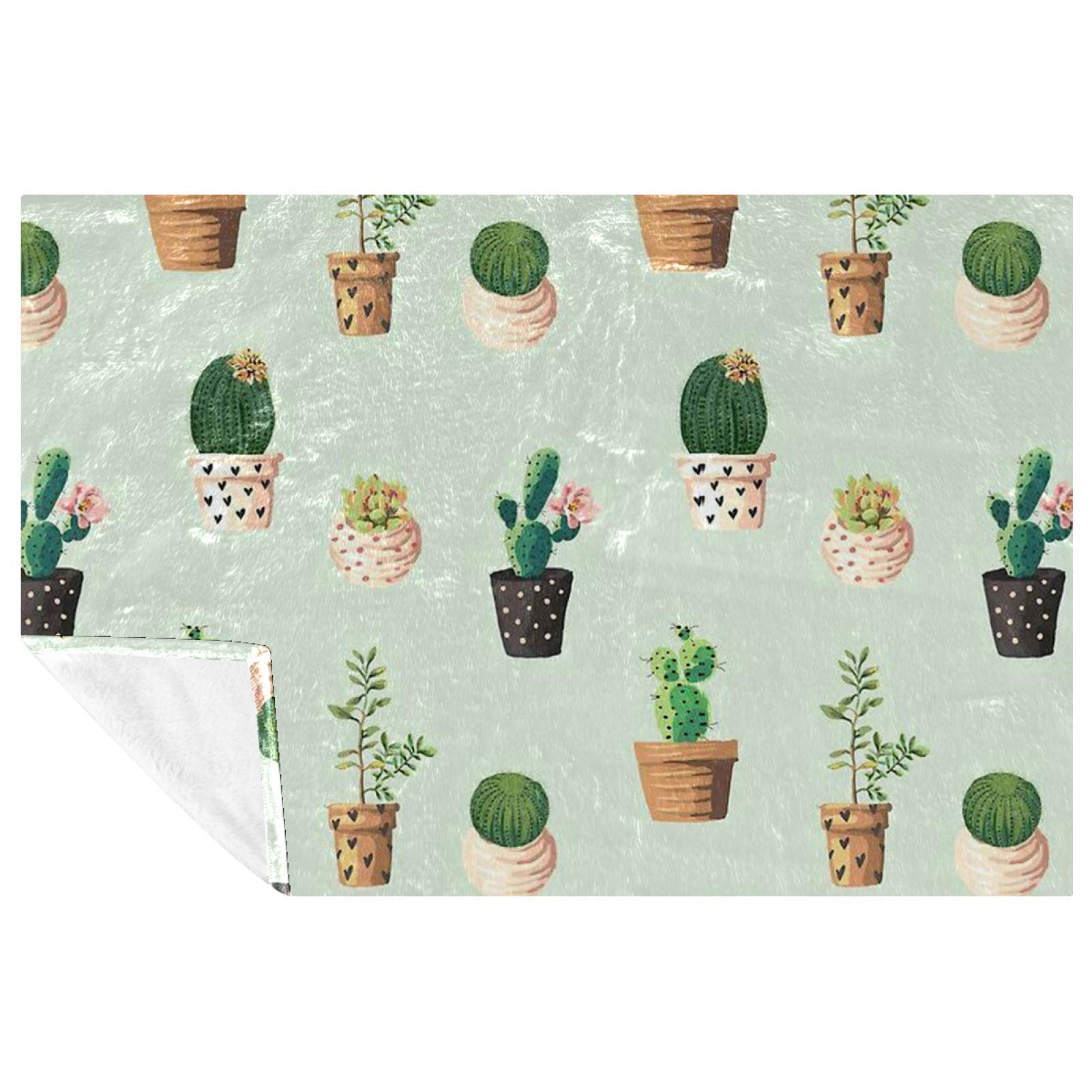 Couverture canapé plaid chaud motif cactus 150x100 multiusage