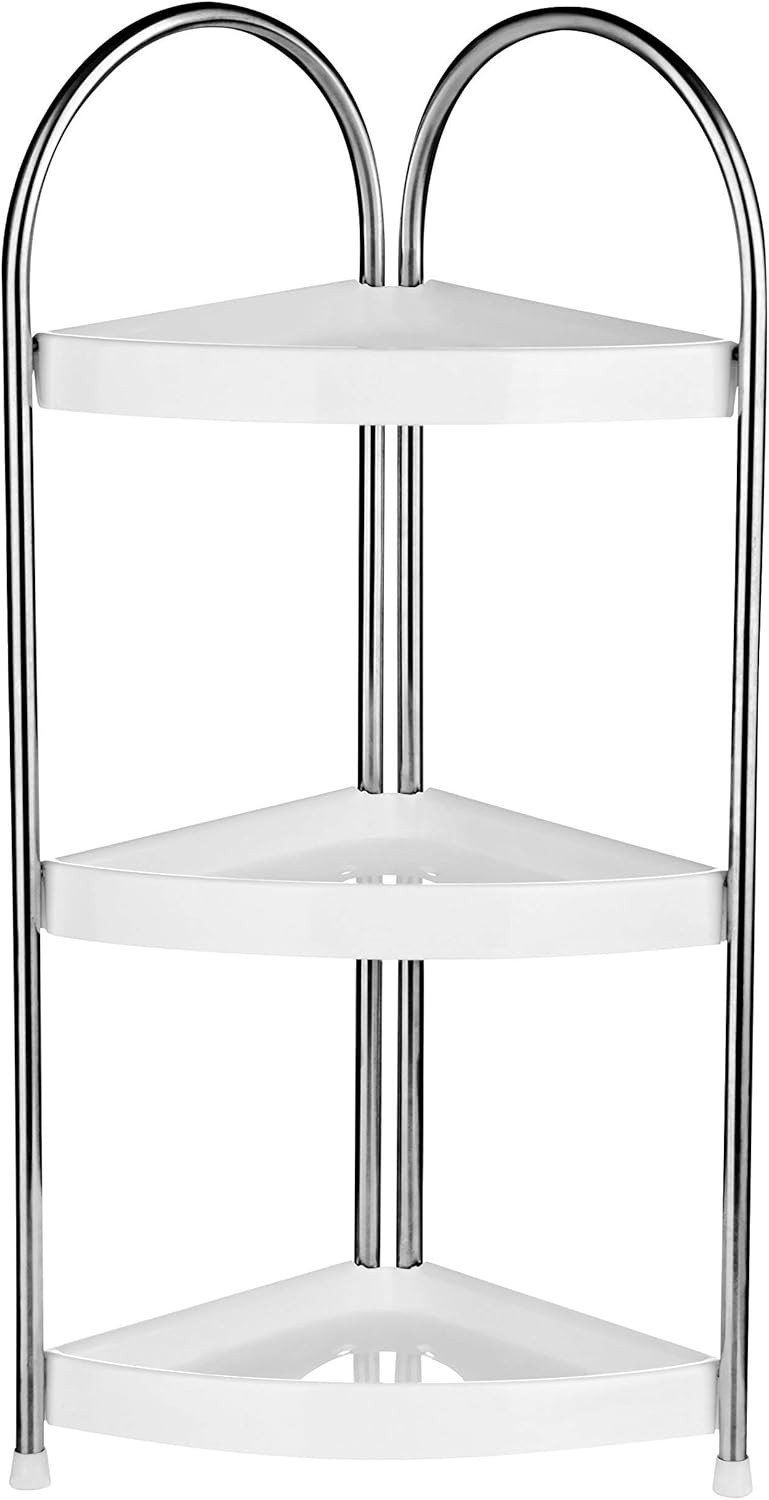 Premier Housewares 3Tier Corner Storage UnitWhite, Metal