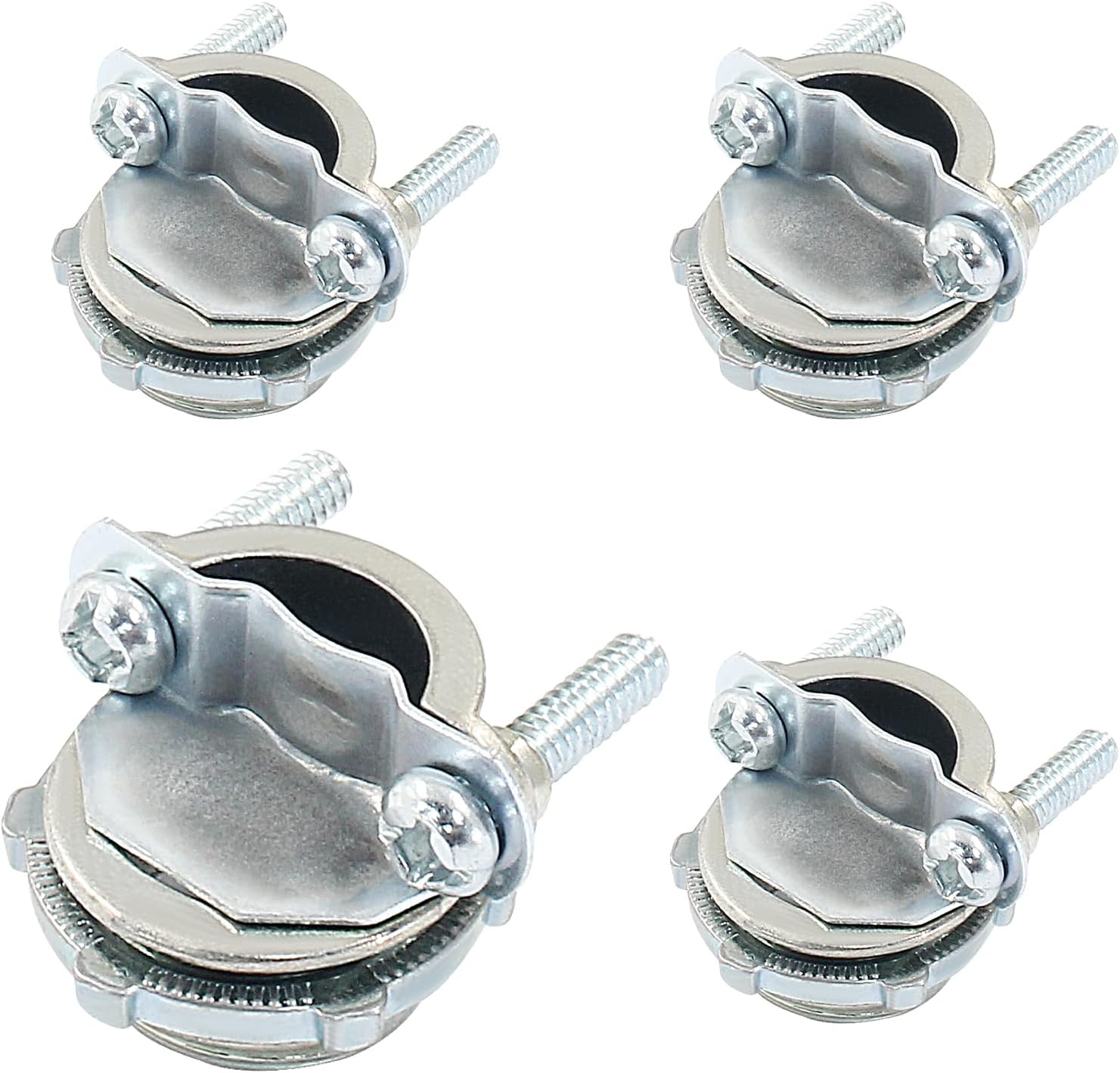 Murtenze 3/4Inch Clamp Cable Connector, Silver Clamp Type Cable Connectors for Metallic Conduit Electrical Box Protect Cables(4 PCS)