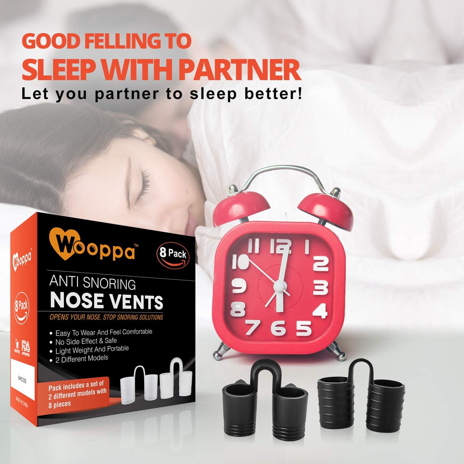 Wooppa Snoring Solution - Anti Snoring Solutions - Anti Snoring Devices - Snore Aids - Nose Vents - Snore Nasal Dilators - 8 Pack - Snore Stopper Set - Reduce Snoring - Stop Snoring