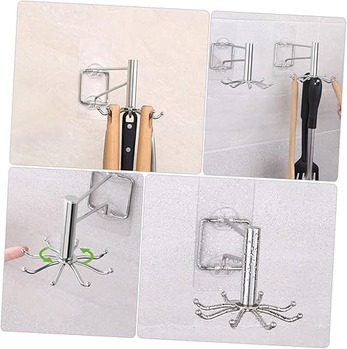 Miniatura 6 de Gancho giratorio de ocho garras, gancho giratorio para utensilios de cocina, ganchos para utensilios de cocina, decoración apta para inquilinos,