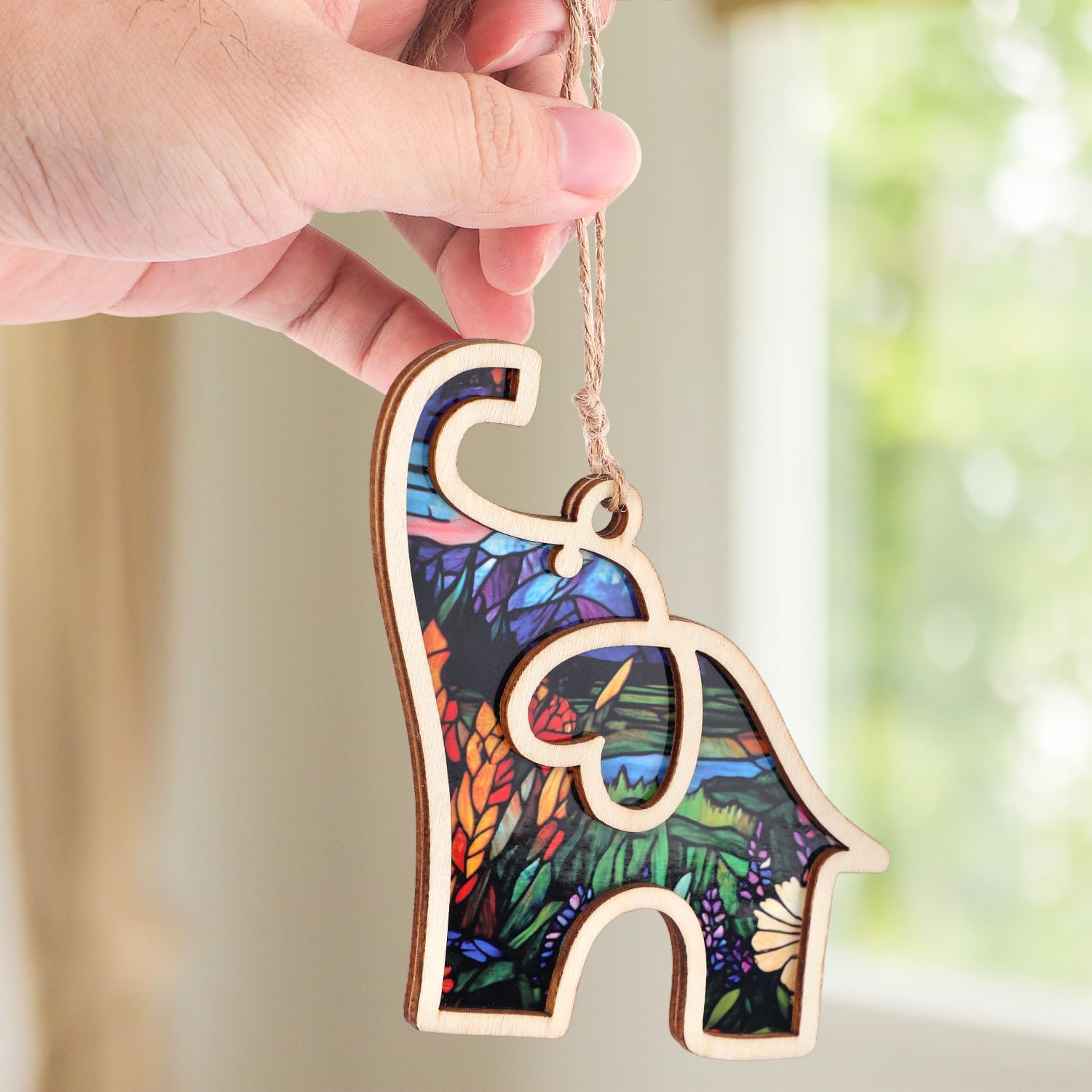 Elephant Ornament for Women Friends with Story Card, 4.33x2.76in Elephant Ornaments for Sisterhood Friendship Gifts Easter Basket Stuffers for Friendship Gifts for Tribe Best Friend (Field Style)