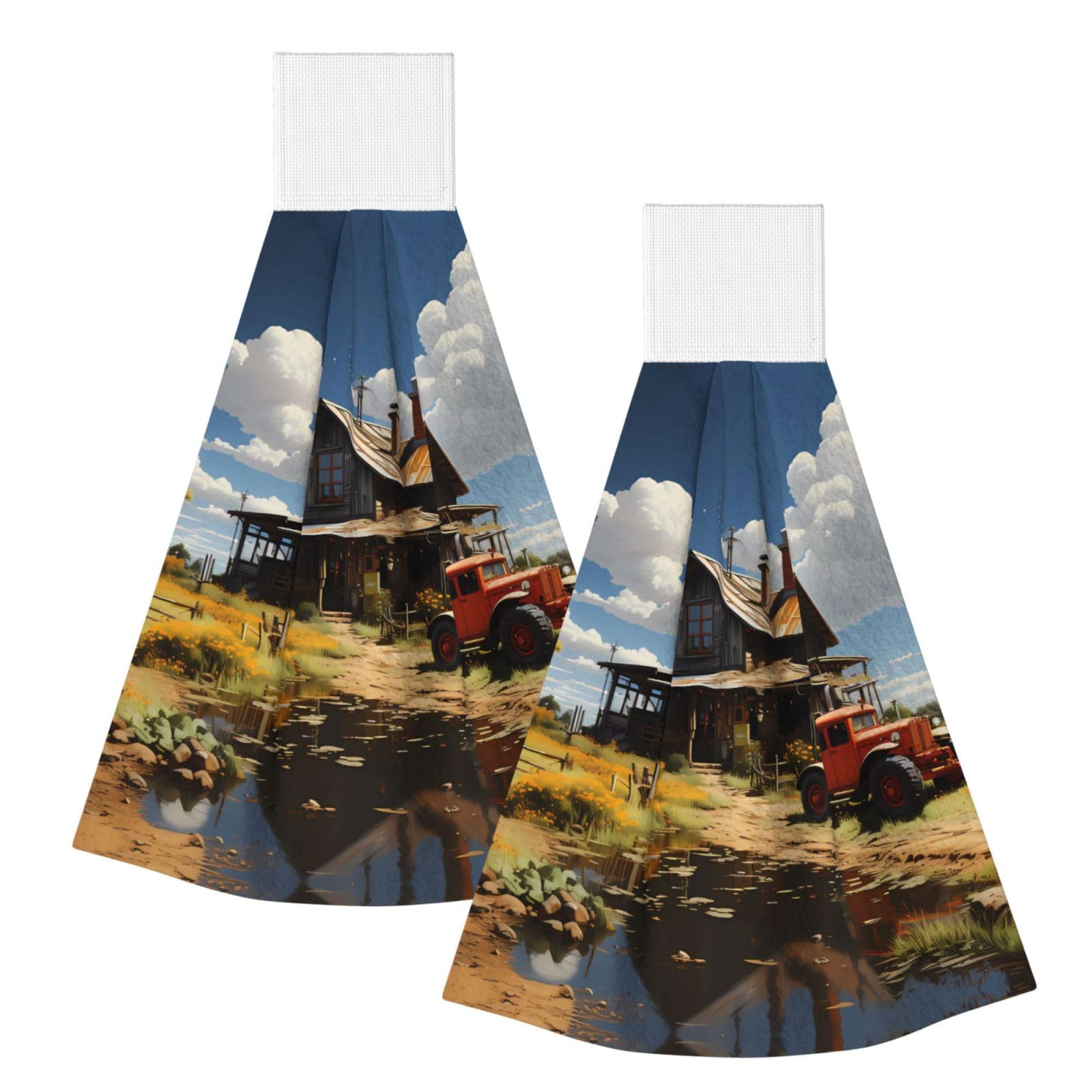 Texas Farm Tractor Highly Absorbent Dish Towels Soft Coral Fleece Wipe