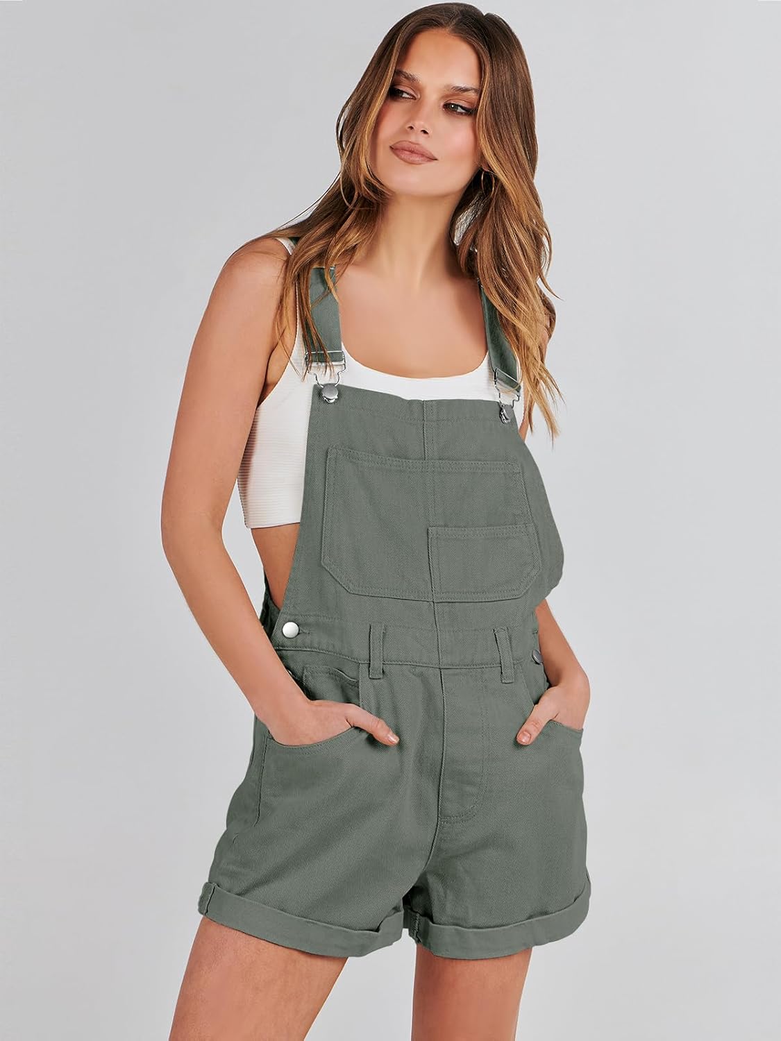 ANRABESS Overalls for Women Denim Shorts Overalls 2026 Summer Casual Loose Fit Adjustable Rompers Jean jumpsuit Bib Shortalls - Image 8
